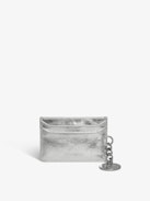 Sunny Pass Vintage Metal Card Holder - Metallic leather card holder with medallion charm and wing signatures.