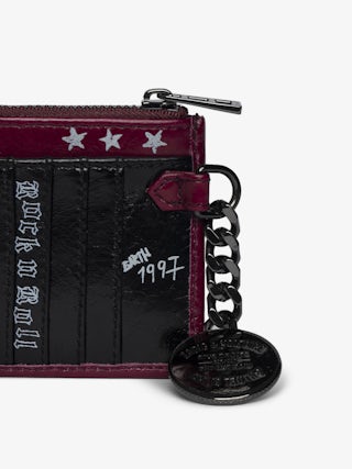 Sunny Card Punk Card Holder - Patent leather card holder with vintage-inspired effect, medallion and wing signatures.