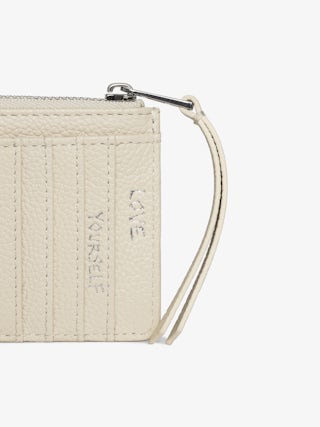 ZV Card America Card Holder - Grained leather card holder, adorned with rhinestone wings.