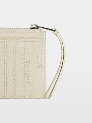 ZV Card America Card Holder - Grained leather card holder, adorned with rhinestone wings.