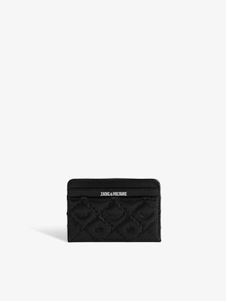 ZV Pass Quilted Monogram Card Holder - Card holder in grained leather adorned with rhinestone wings.