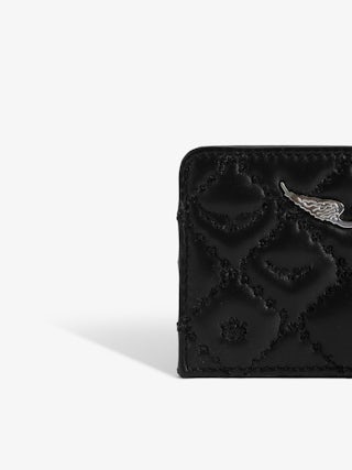 ZV Pass Quilted Monogram Card Holder - Card holder in grained leather adorned with rhinestone wings.