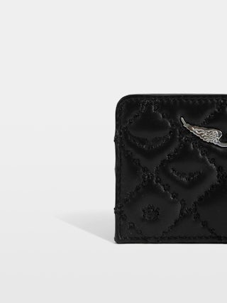 Kartenetui ZV Pass Matelassé Monogram - Kartenhalter aus genarbtem Leder mit Strass-Flügeln verziert.