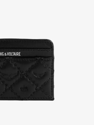 ZV Pass Quilted Monogram Card Holder - Card holder in grained leather adorned with rhinestone wings.
