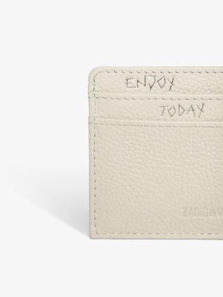 ZV Pass America Card Holder - Card holder in grained leather adorned with rhinestone wings.