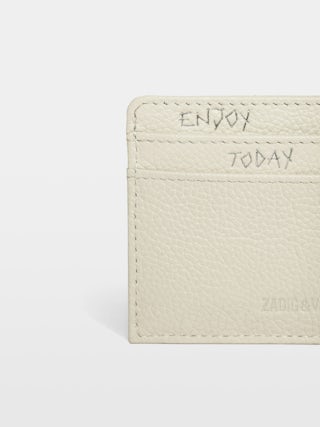 ZV Pass America Card Holder - Card holder in grained leather adorned with rhinestone wings.