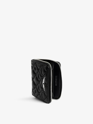 Geldbörse Mini ZV Gesteppt Monogramm - Portemonnaie aus genarbtem Leder mit charakteristischen Strass-Flügeln verziert.