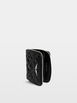 Geldbörse Mini ZV Gesteppt Monogramm - Portemonnaie aus genarbtem Leder mit charakteristischen Strass-Flügeln verziert.