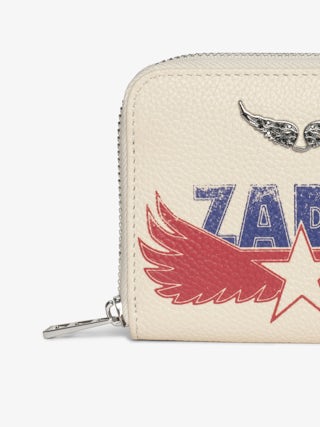 Mini ZV America Wallet - Wallet in grained leather adorned with signature rhinestone wings.