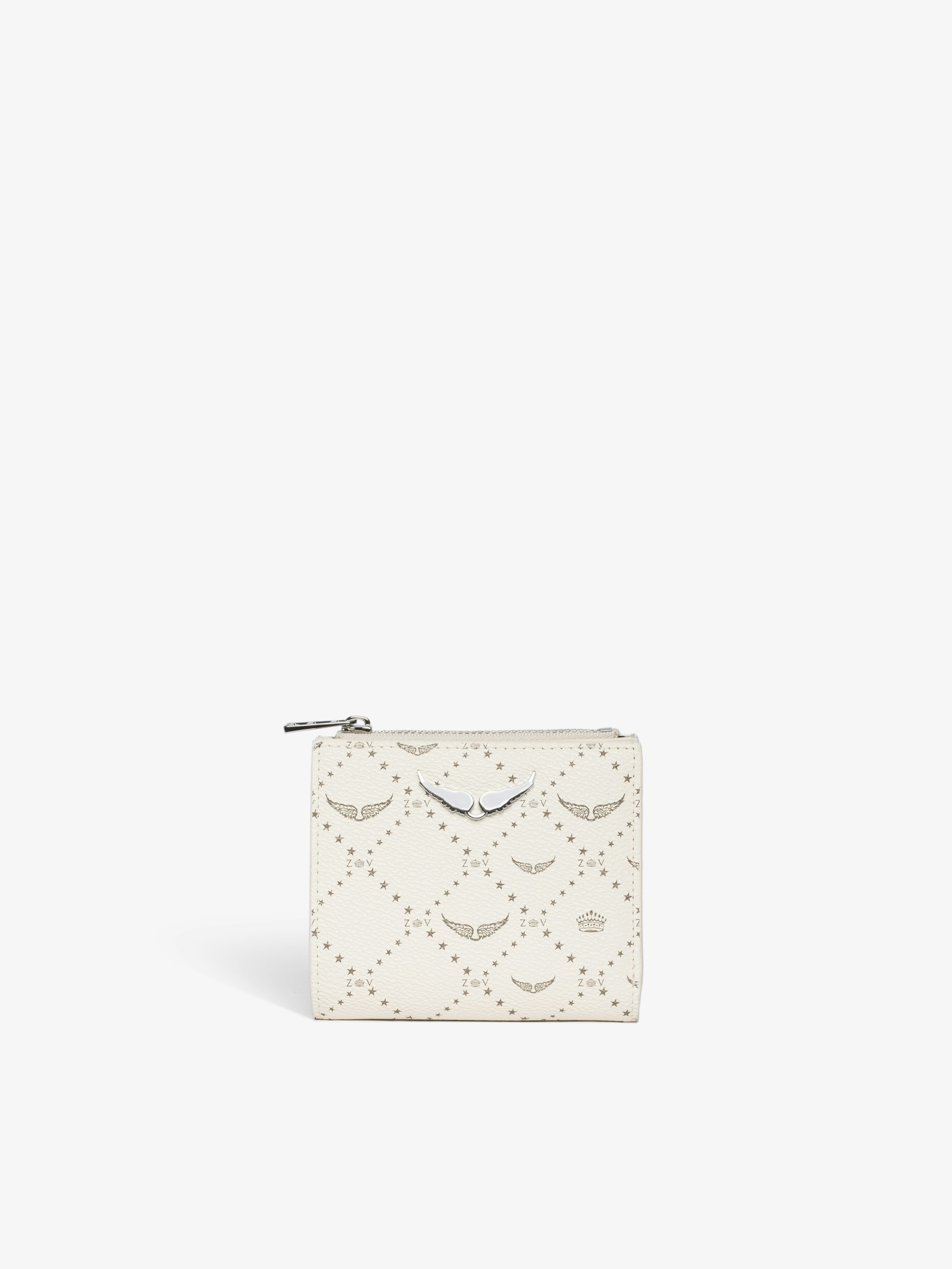 Cartera ZV Monogram - Cartera de lona revestida con estampado de monograma, solapa y bolsillo con cremallera.