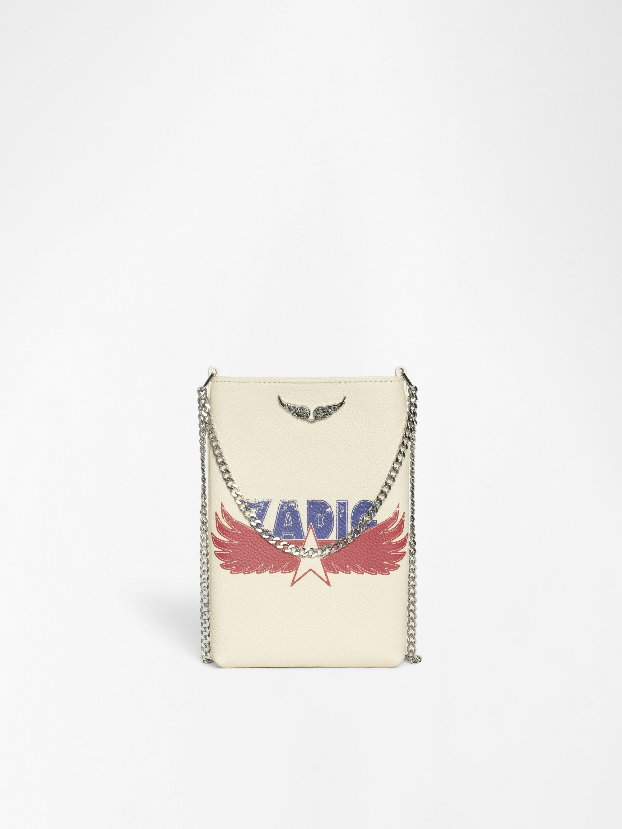 Rock Phone Pouch - Coated canvas phone case pouch with chains and signature wings.