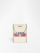 Rock Phone Pouch - Coated canvas phone case pouch with chains and signature wings.