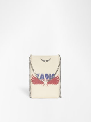 Rock Phone Pouch - Coated canvas phone case pouch with chains and signature wings.