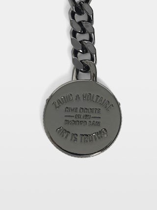 Sunny Mini Punk Geldbörse - Geldbörse aus Lackleder mit Vintage-inspiriertem Effekt, Medaillon und Flügel-Signaturen.