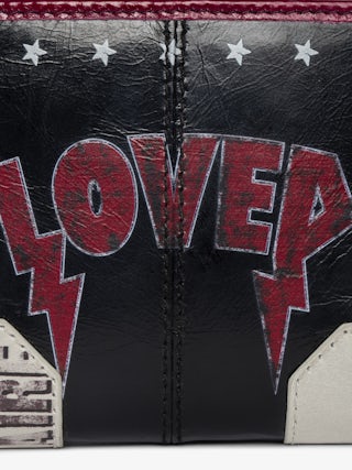 Sunny Mini Punk Wallet - Patent leather wallet with vintage-inspired effect, medallion and wing signatures.