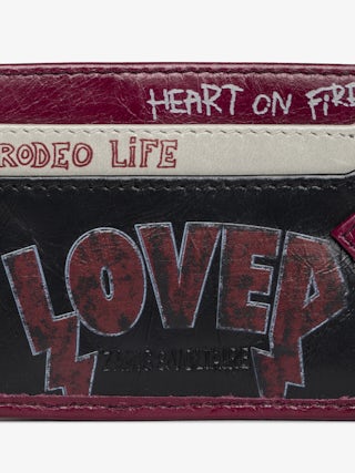 Sunny Pass Punk Card Holder - Patent leather card holder with a vintage-inspired effect, featuring a medallion charm and wing signatures.