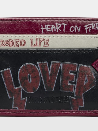 Sunny Pass Punk Kartenhalter - Kartenhalter aus Lackleder mit Vintage-inspiriertem Effekt, mit Medaillon-Charm und Flügel-Signaturen.