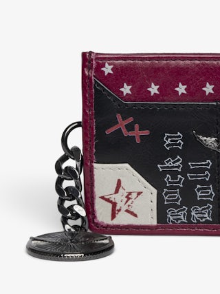 Sunny Pass Punk Card Holder - Patent leather card holder with a vintage-inspired effect, featuring a medallion charm and wing signatures.