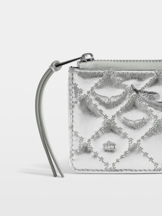 ZV Card Monogram Metal Card Holder - Quilted monogram metallic leather card holder.