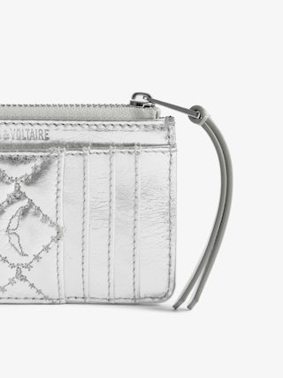 ZV Card Monogram Metal Card Holder - Quilted monogram metallic leather card holder.