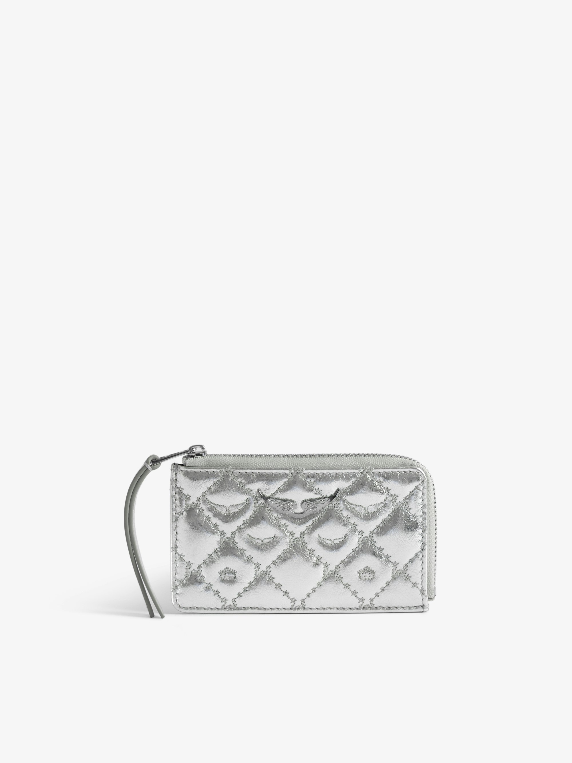 ZV Card Monogram Metal Card Holder - Quilted monogram metallic leather card holder.