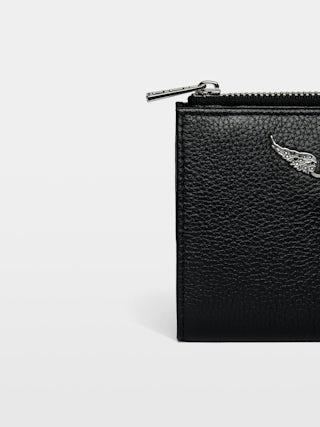 Portefeuille ZV Wallet - Portefeuille en cuir grainé, rabat et poche zippée.