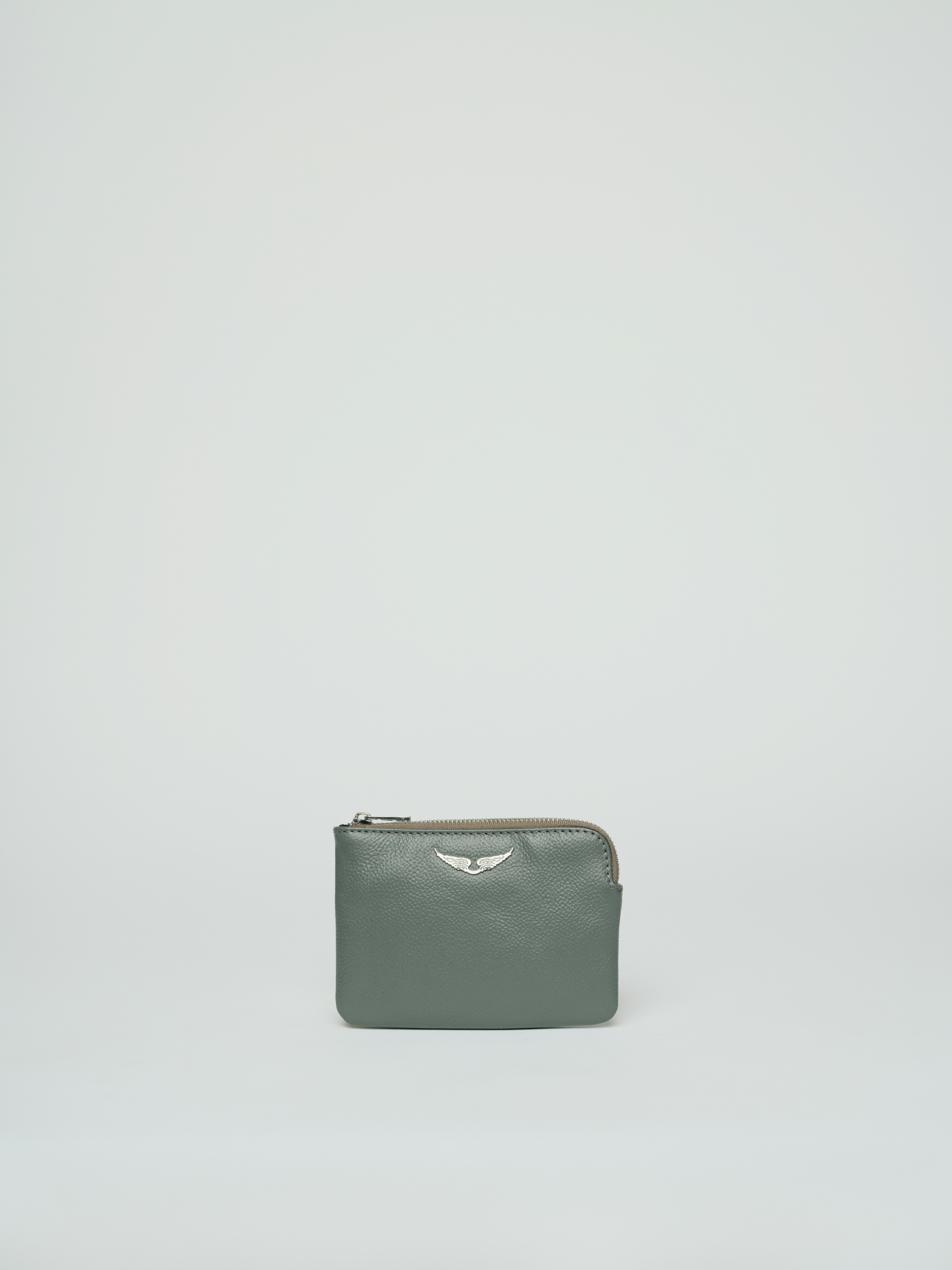 Uma Wings Leather Bag - Small leather bag in grey color.