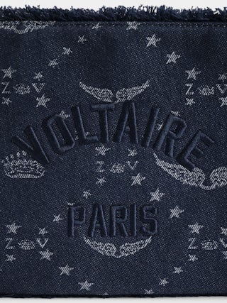 Pochette Angel Denim Monogram - Pochette en denim monogramme à signature ailes.