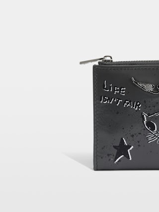 Portefeuille ZV Wallet Humberto - Portefeuille en cuir grainé à imprimés Humberto Cruz, rabat et pochette zippée.