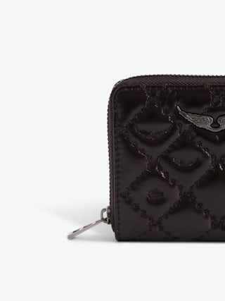 Mini Geldbörse ZV Vintage Monogram - Mini ZV Geldbörse aus gestepptem Vintage-Leder mit Monogramm und Flügel-Signatur.