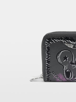 Portefeuille Mini ZV Humberto - Portefeuille mini ZV en cuir grainé, signature ailes et imprimé Humberto Cruz.