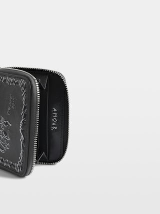 Portefeuille Mini ZV Humberto - Portefeuille mini ZV en cuir grainé, signature ailes et imprimé Humberto Cruz.