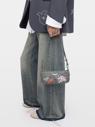 Z Pocket Monogram Tag Clutch - Monogram printed clutch with removable handle.