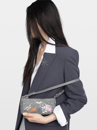 Z Pocket Monogram Tag Clutch - Monogram printed clutch with removable handle.