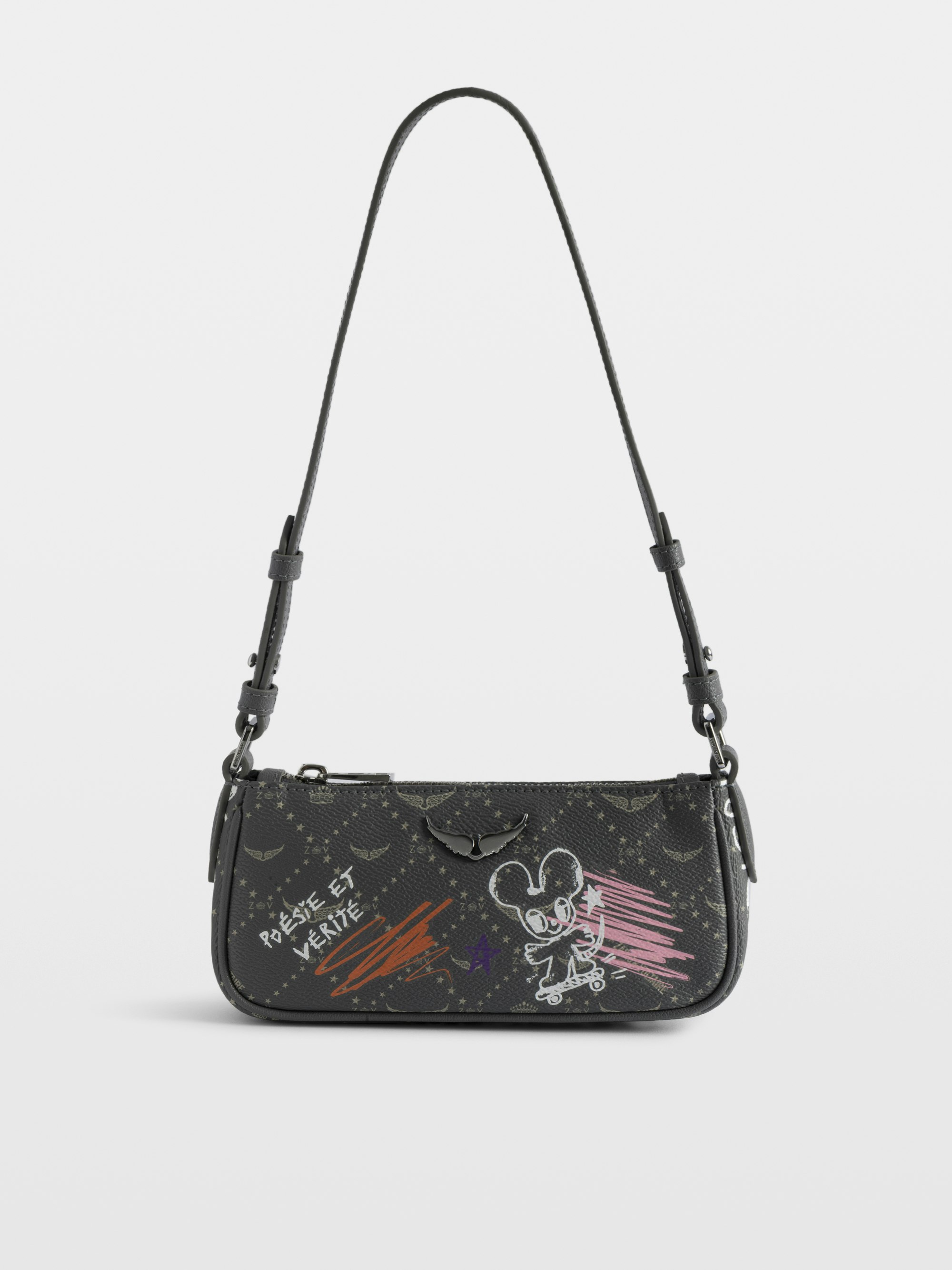 Z Pocket Monogram Tag Clutch - Monogram printed clutch with removable handle.