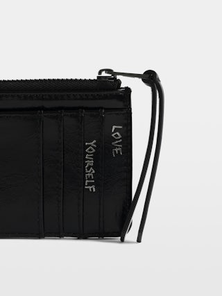 ZV Card Vintage Patent Studs Cardholder - Zip card holder in vintage leather with studs.