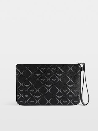 Clutch Z Pouch Revoltaire - Clutch in coated canvas with monogram print, signature "Revoltaire" tag and wings.