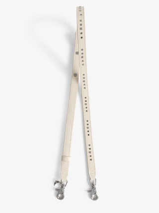 Overstudded Shoulder Strap - Adjustable thin shoulder strap in grained leather adorned with studs.