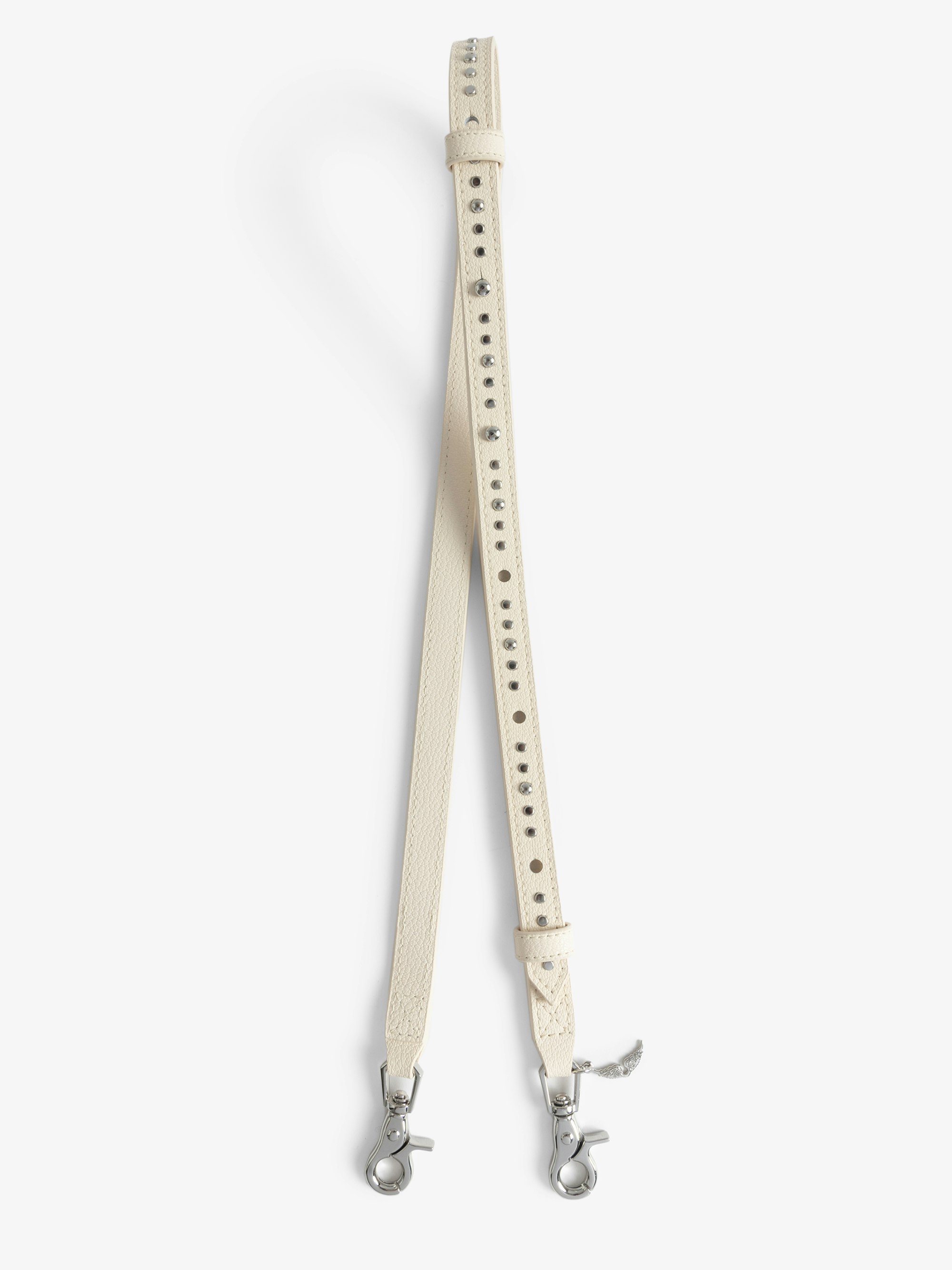 Overstudded Shoulder Strap - Adjustable thin shoulder strap in grained leather adorned with studs.
