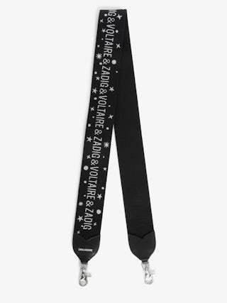 Starlight Canvas Shoulder Strap - Canvas shoulder strap, embroidered with Zadig signature logo and wings.