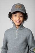 Amy Children’s Cap - Children’s grey cotton embroidered cap