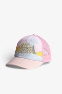 Amy Kids' Cap - Kids' cap in pink cotton and mesh, with print and embroidery