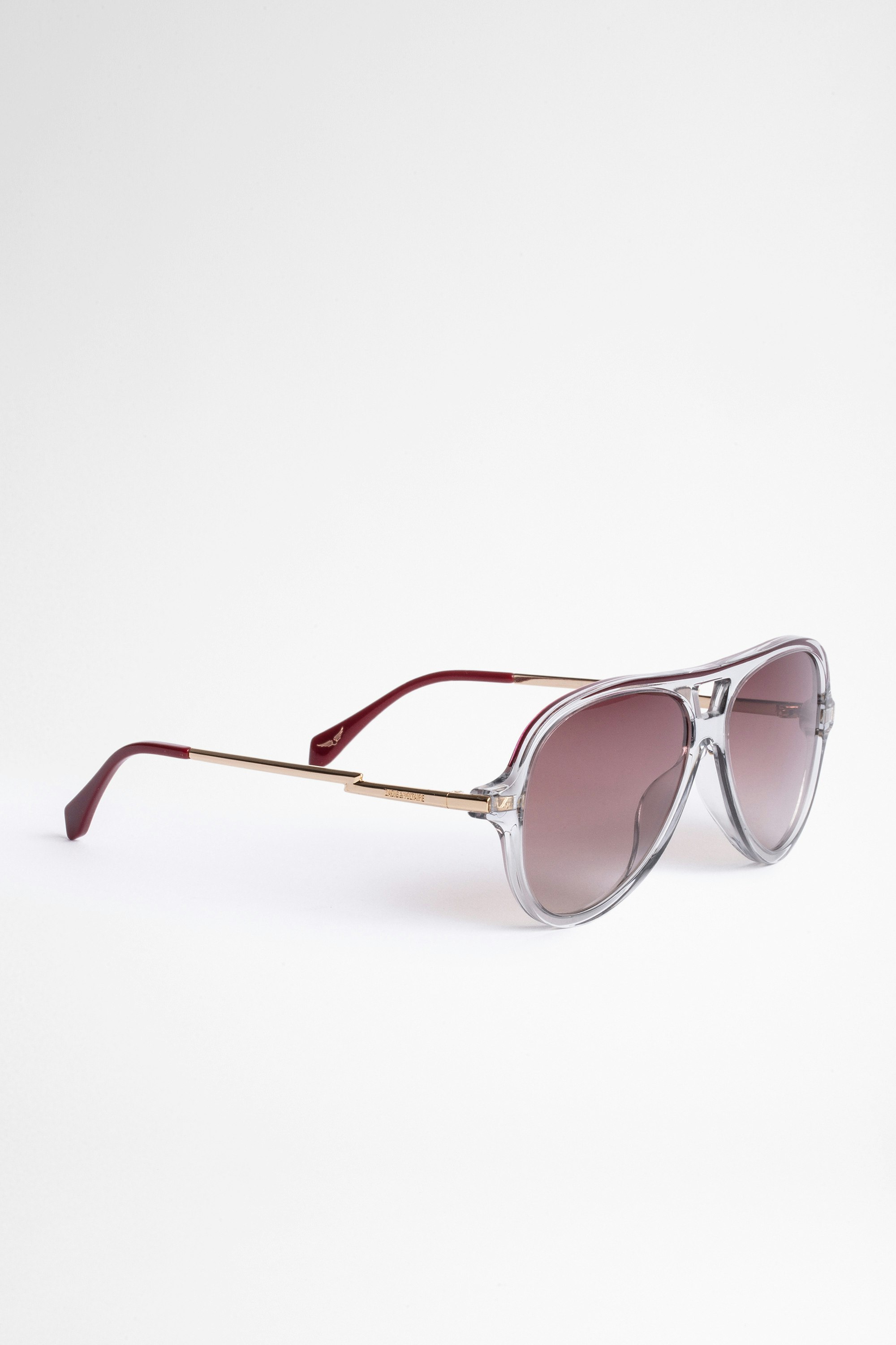 Sonnenbrille Flash Pilot Unisex-Sonnenbrille aus grauem Bio-Acetat mit braunen Farbverlaufsgläsern