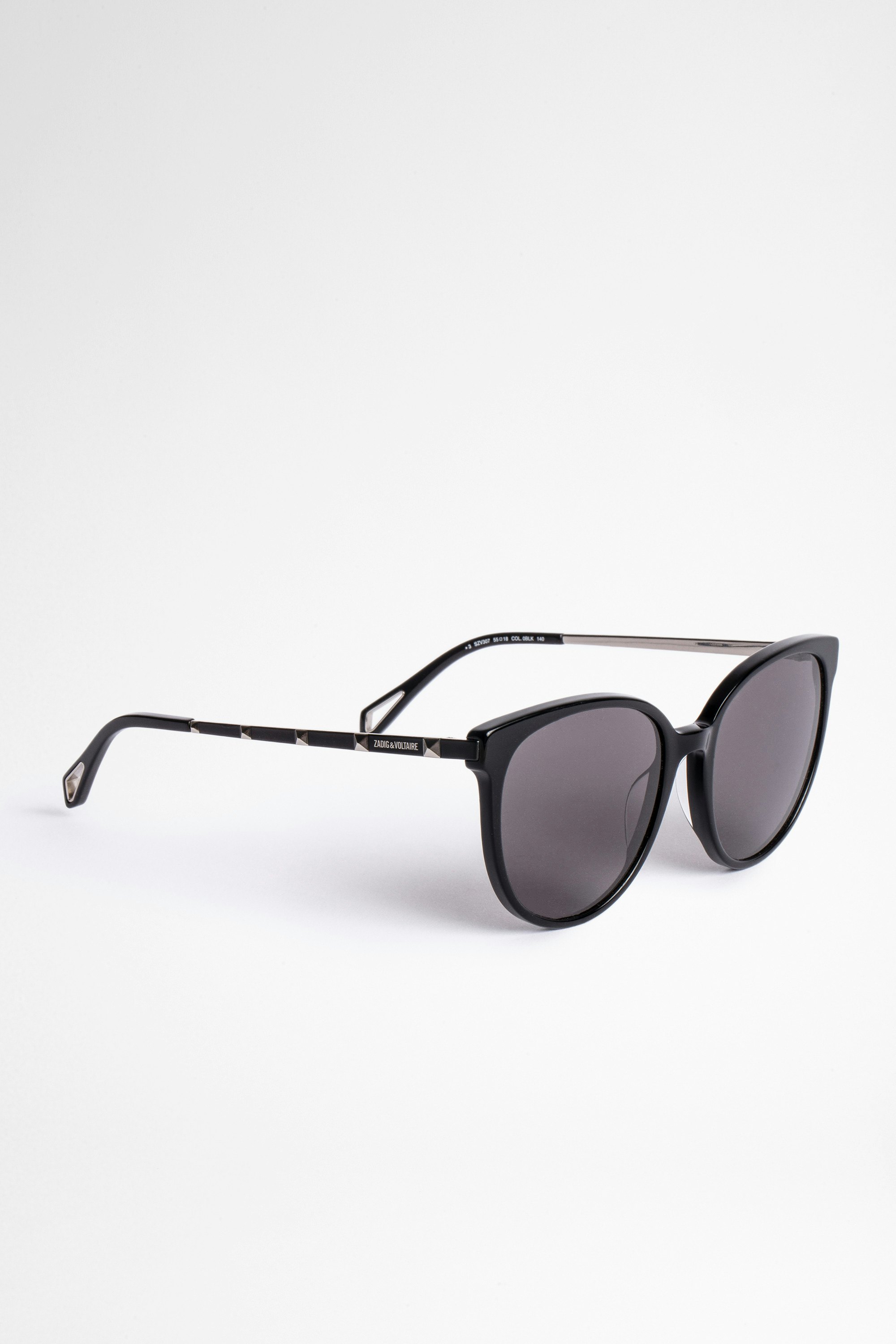 Sonnenbrille Studs Sonnenbrille aus schwarzem Bio-Acetat mit Unisex-Gläsern