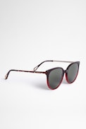 Studs Sunglasses - Unisex bio-acetate sunglasses in red with green lenses