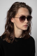 Pyramid Studs Sunglasses - Brown Pyramid Studs sunglasses with smoked lenses decorated with pyramid studs