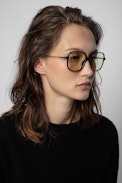 Retro Cylinder Sunglasses - Yellow acetate square sunglasses