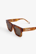 Oversized Sunglasses - Oversized camel acetate sunglasses with ZADIG logo on the temples