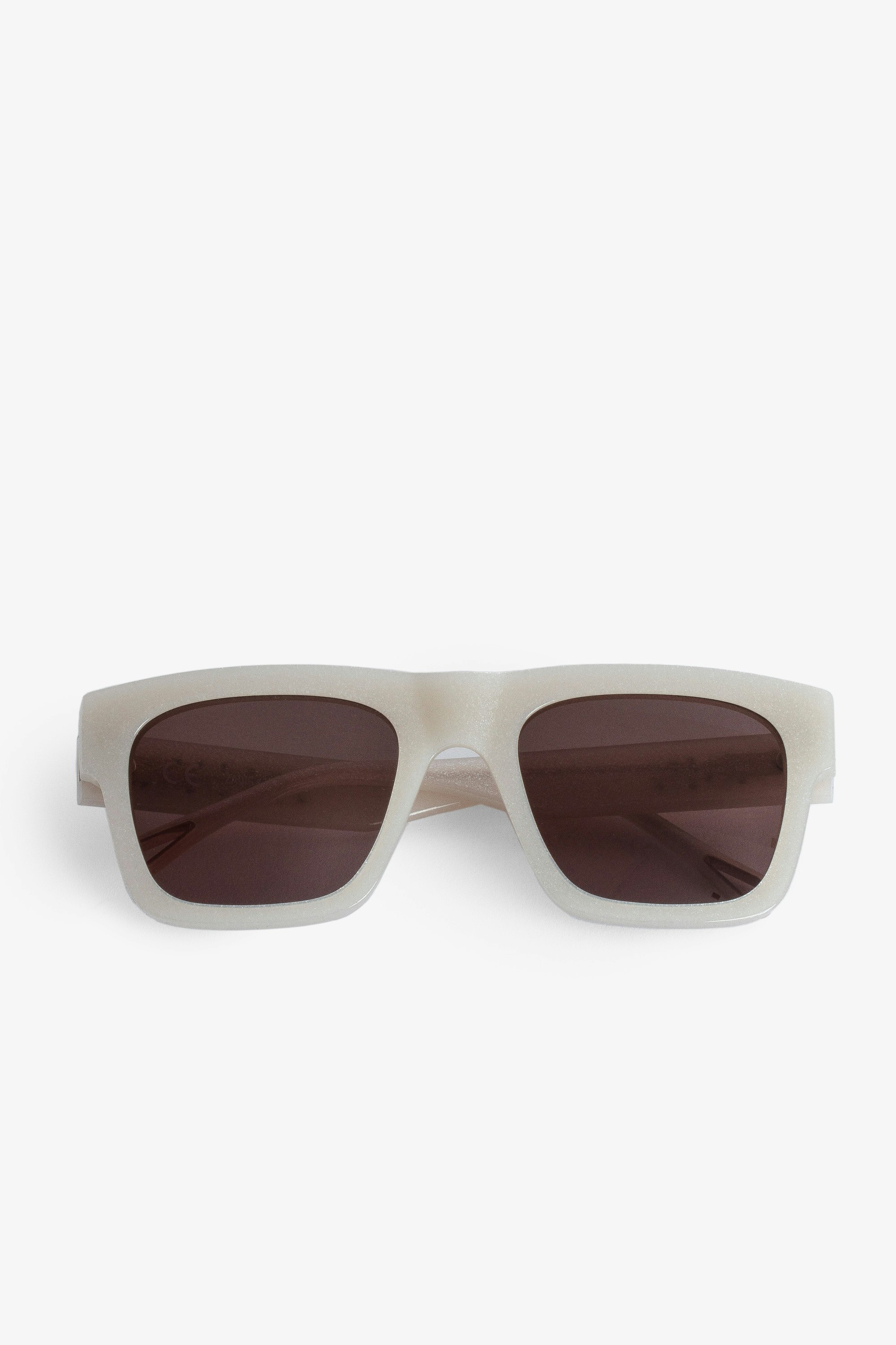 Oversized サングラス Oversized beige acetate sunglasses with ZADIG logo on the temples 