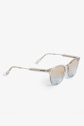 Wire Metal Sunglasses - Clear beige sunglasses with half wire frame.